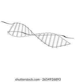 Dibujo continuo de una línea de ADN. Ilustración de dibujo de una sola línea de ADN de rinoceronte. Concepto de arte de línea del día nacional de la ciencia. Esquema editable