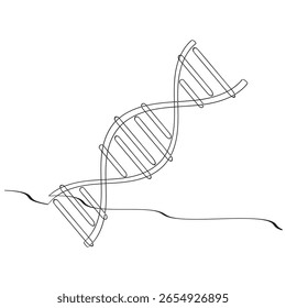 Kontinuierliche einzeilige DNA-Zeichnung. Einzeilige Zeichnung der Nashorn-DNA. National Science Day Concept Line Art. Editierbare Skizze