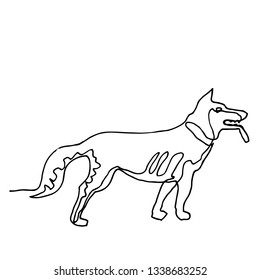 Continuous one line drawing. Dog. Minimalism style. Vector Ink illustration of German Shepherd  for your design,logo, card, banner, poster, flyer.