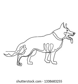 Continuous one line drawing. Dog. Minimalism style. Vector Ink illustration of German Shepherd  for your design,logo, card, banner, poster, flyer.