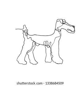 Continuous one line drawing. Dog. Minimalism style. Vector Ink illustration of Airedale Terrier for your design,logo, card, banner, poster, flyer.