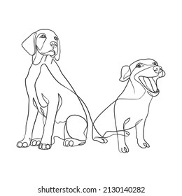 Dibujo continuo de una línea de un perro. Estilo minimalista de dibujo de una línea de perro