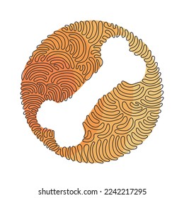 Continuous one line drawing dog bone icon in modern flat design isolated, pet food for web site or mobile app. Swirl curl circle background style. Single line draw design vector graphic illustration