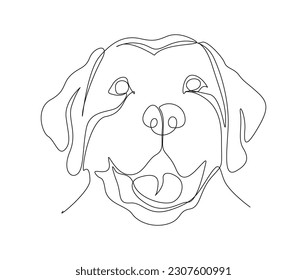 Continuous one line drawing of dog face. Pitbull face - dog single line art vector illustration. Editable stroke.