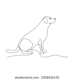 

Continuous one line drawing of dog pet out line vector art drawing minimalist design