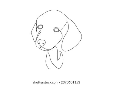 Continuous one line drawing of dog head. Isolated on white background vector illustration. Pro vector. 