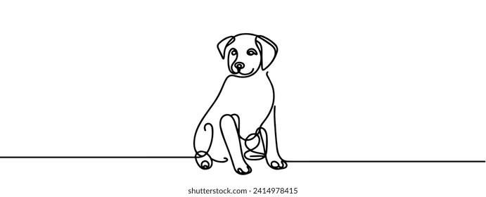 Continuous one line drawing of a dog. Dog one line drawing minimalist style