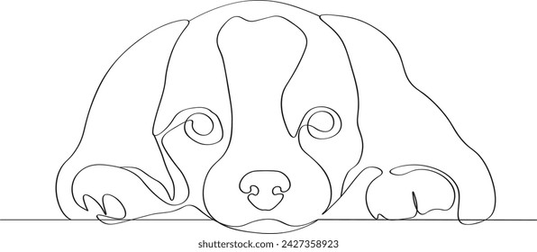 Continuous one line drawing. dog logo. Black and white illustration.