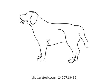 Continuous one line drawing of dog. Isolated on white background vector illustration