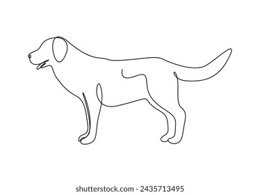 Continuous one line drawing of dog. Isolated on white background vector illustration