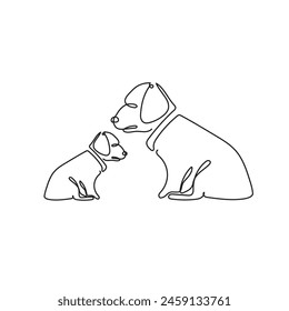 Continuous one line drawing of a dog. Vector