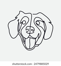 Continuous one line drawing dog Vector illustration line art