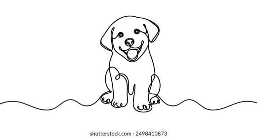 Continuous one line drawing of a dog puppy. Dog one line drawing minimalist style