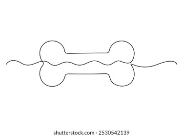 Continuous one line drawing of dog bone vector illustration