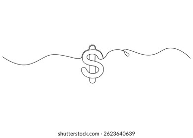 Dibujo continuo de una línea de signo de dólar Icono de dinero de Vector minimalista