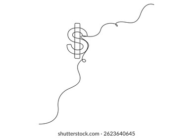 Dibujo continuo de una línea de signo de dólar Icono de dinero de Vector minimalista