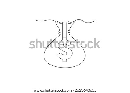 Continuous One Line Drawing of Dollar Sign Minimalist Vector Money Icon