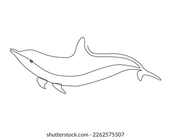 Continuous one line drawing of dolphin. Simple illustration of dolphin fish line art vector illustration