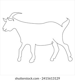 Continuous one line drawing of Domestic Goat line art drawing vector illustration 