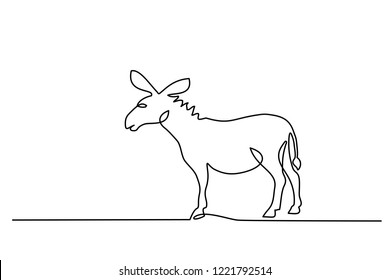 Continuous one line drawing. Donkey in modern minimalistic style. Vector illustration