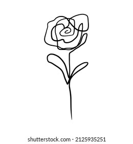 Continuous one line drawing. Doodle rose . Hand drawn sketch. Vector.