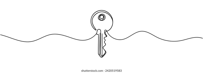 continuous one line drawing of a door key