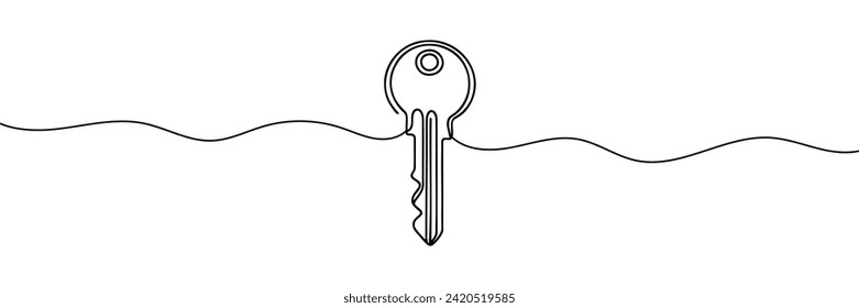 continuous one line drawing of a door key