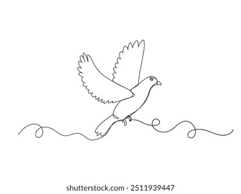 Continuous one line drawing dove art decoration.