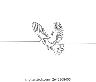 Continuous one line drawing of dove. One line drawing illustration of dove bird. Peace bird and freedom concept single line. Editable outline

