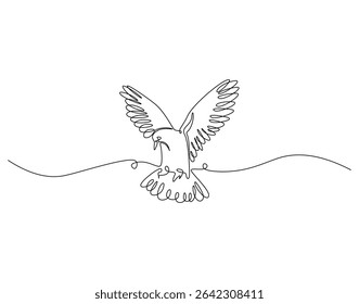 Continuous one line drawing of dove. One line drawing illustration of dove bird. Peace bird and freedom concept single line. Editable outline
