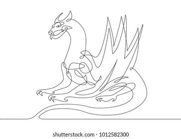 Continuous One Line Drawing Dragon Stock Vector (Royalty Free ...