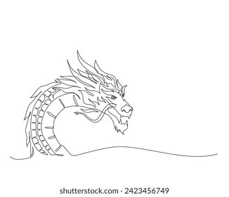 Dibujo continuo de una línea del monstruo del dragón. Dragón - ilustración del vector de la criatura mitológica contorno único. Trazo editable.