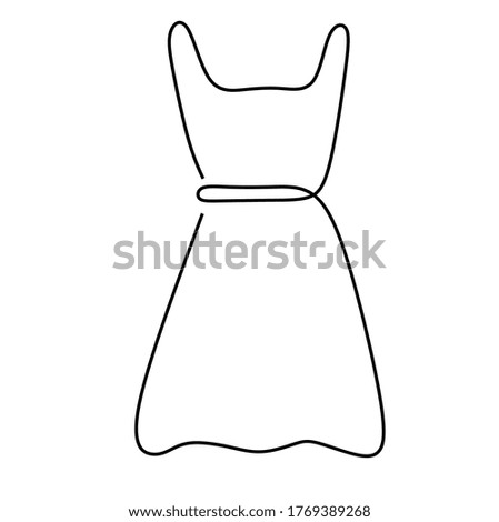 continuous one line drawing of a dress gawn. Vector illustration