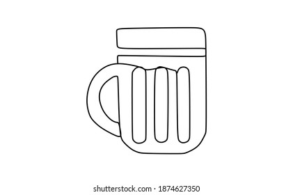 Continuous one line drawing of a drinking glass mug