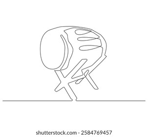 Continuous one line drawing of drum Islamic religion. Single line drawing illustration of bedug Islamic drum. Ramadan kareem concept vector art. Doodle line illustration.
