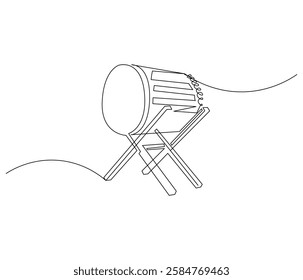 Continuous one line drawing of drum Islamic religion. Single line drawing illustration of bedug Islamic drum. Ramadan kareem concept vector art. Doodle line illustration.
