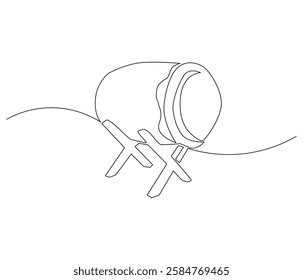 Continuous one line drawing of drum Islamic religion. Single line drawing illustration of bedug Islamic drum. Ramadan kareem concept vector art. Doodle line illustration.
