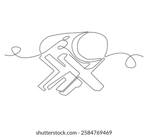 Continuous one line drawing of drum Islamic religion. Single line drawing illustration of bedug Islamic drum. Ramadan kareem concept vector art. Doodle line illustration.
