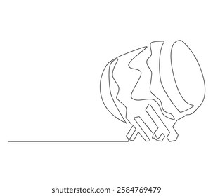 Continuous one line drawing of drum Islamic religion. Single line drawing illustration of bedug Islamic drum. Ramadan kareem concept vector art. Doodle line illustration.
