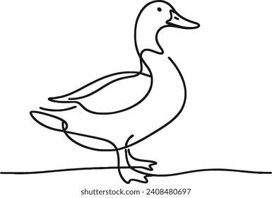 continuous one line drawing of a duck. vector illustration