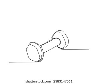 Continuous one line drawing of dumbbell - fitness equipment. A Dumbbell single line vector illustration.