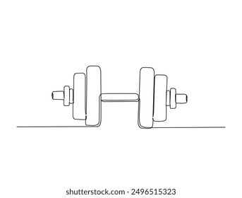 Continuous one line drawing of Dumbbell - Barbell gym equipment. Barbell single line vector illustration.