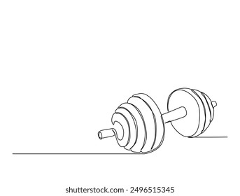 Continuous one line drawing of Dumbbell - Barbell gym equipment. Barbell single line vector illustration.