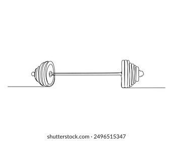 Continuous one line drawing of Dumbbell - Barbell gym equipment. Barbell single line vector illustration.