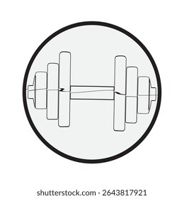 Continuous one line drawing of dumbbell - fitness equipment. Kettlebell and dumbbell outline vector illustration.