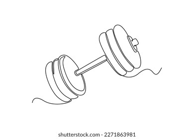 Continuous one line drawing dumbbells. Fitness equipment concept. Single line draw design vector graphic illustration.