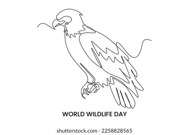 Continuous one line drawing eagle. World wildlife day concept. Single line draw design vector graphic illustration.