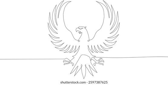 Continuous one Line Drawing of an Eagle,Editable Stroke