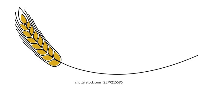 Continuous one line drawing of an ear of wheat. Linear style.