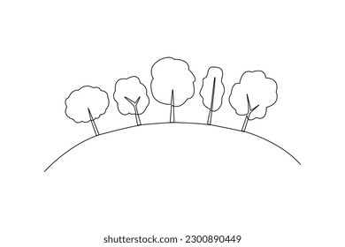 Continuous one line drawing earth and tree. World environment day concept. Single line draw design vector graphic illustration.